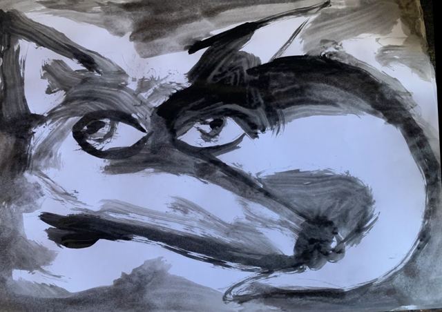 Cabeça de lobo ou cachorro de perfil